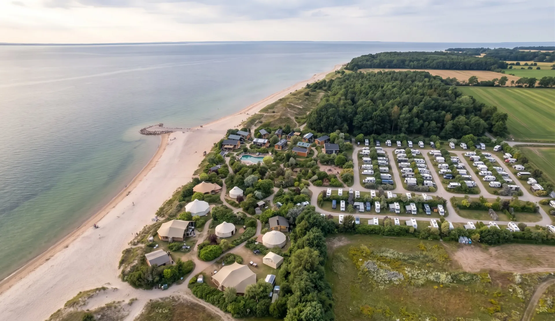 Tents and camp right on the Baltic Sea beach