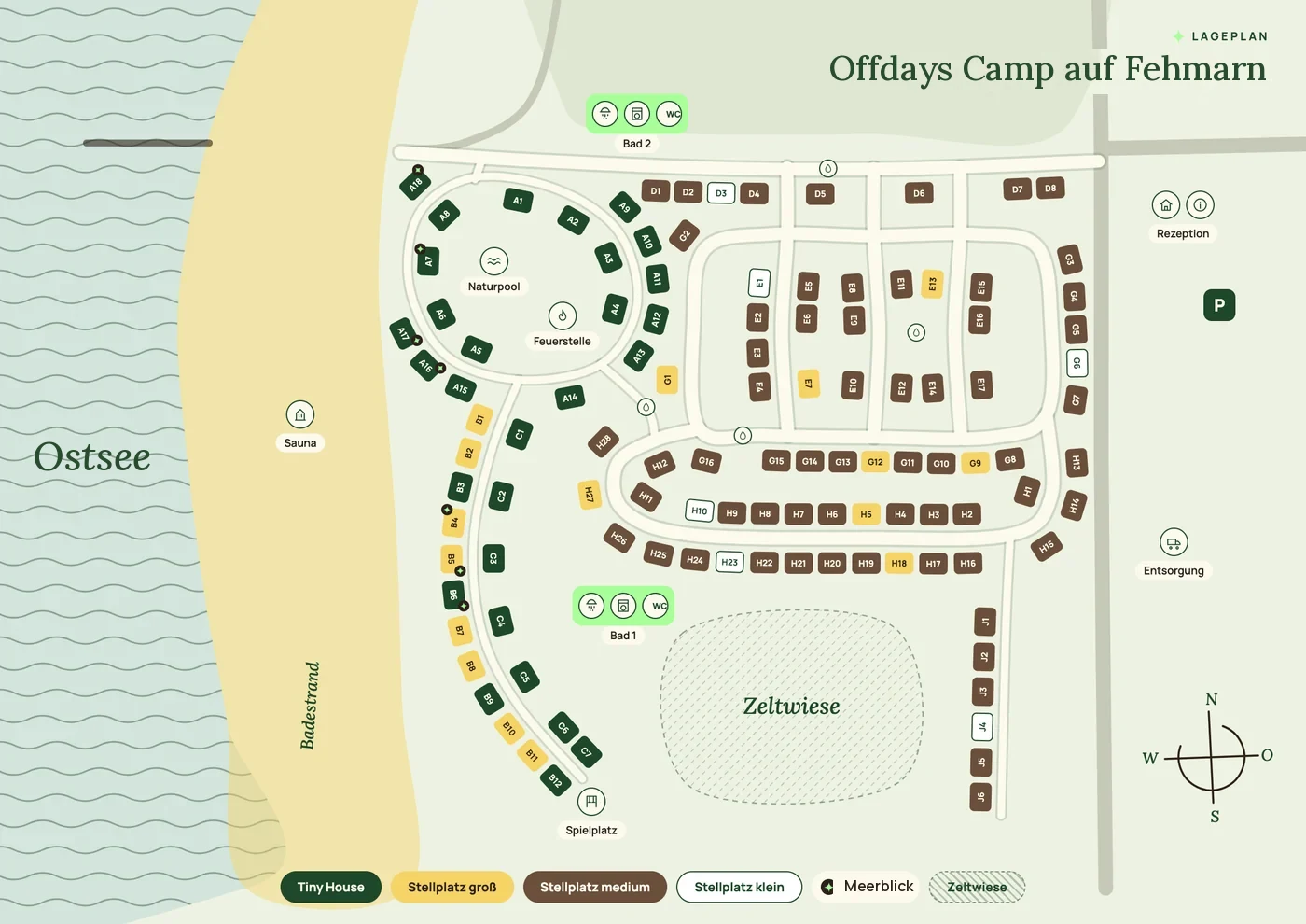 Pladskort over Offdays Camp Fehmarn